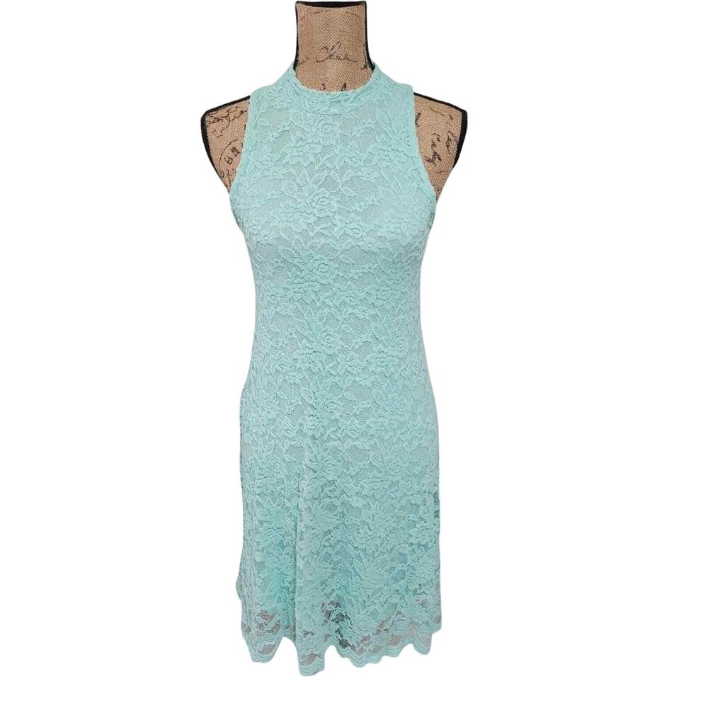 Altar'd State Mint Green Lace Mock Neck Sleeveless Dress T5589-S16 Womens Medium